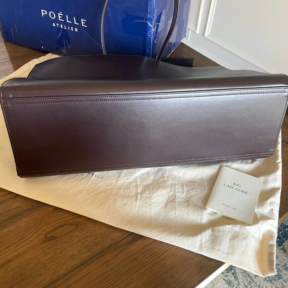 NEW POELLE Carolyn Large Leather Shoulder Tote Bag BROWN - Picture 10 of 10